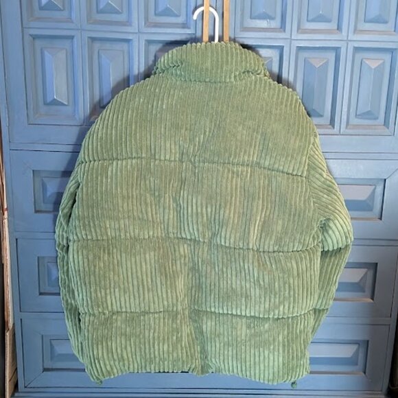 C29 ZARA Corduroy Green Down Puffer Jacket - Picture 6 of 7